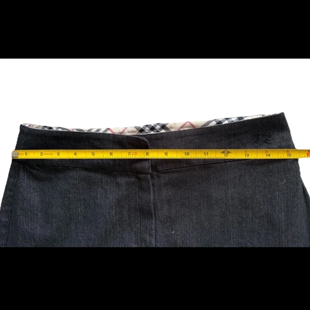 Burberry London Womens Black Pencil Skirt Pockets Zip Front Denim Straight 42 - Picture 11 of 17